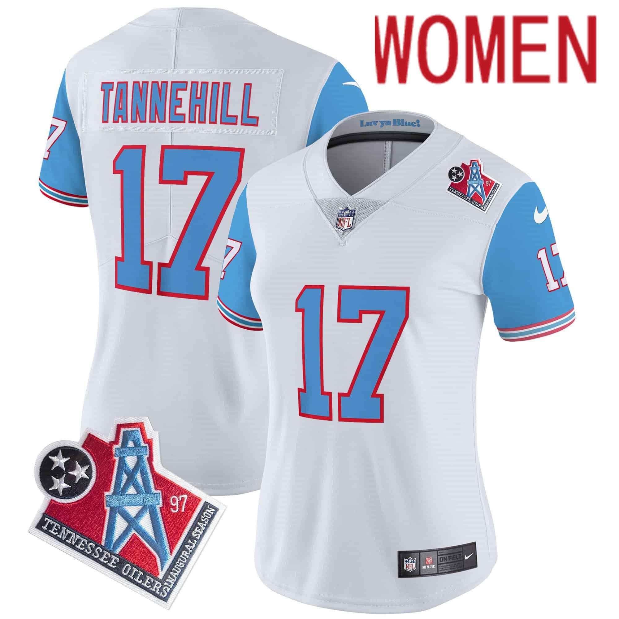 Women Tennessee Titans #17 Tannehill White 1997 Throwback 2024 Nike Limited Vapor NFL Jersey style 1